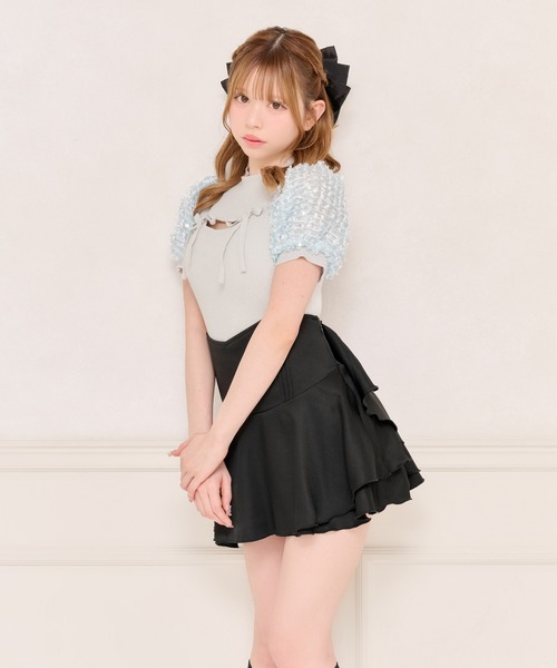 apres jour(アプレジュール)の「フロントオープン袖チュールサマーニット(ニット/セーター・レディース・ブルー/オフホワイト/ピンクベージュ・X-LARGE/フリー)」の18枚目の写真