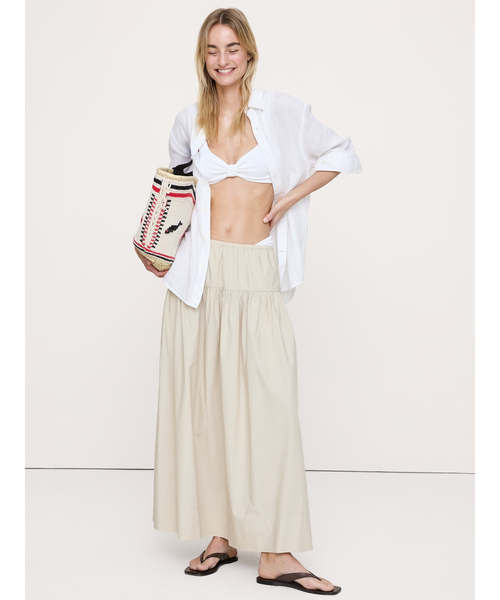 Banana Republic（バナナリパブリック）の「ティアード コットンポプリン マキシスカート（スカート・レディース・バーガンディー/ベージュ/アイボリー・XS/S/M/L）」の13枚目の写真