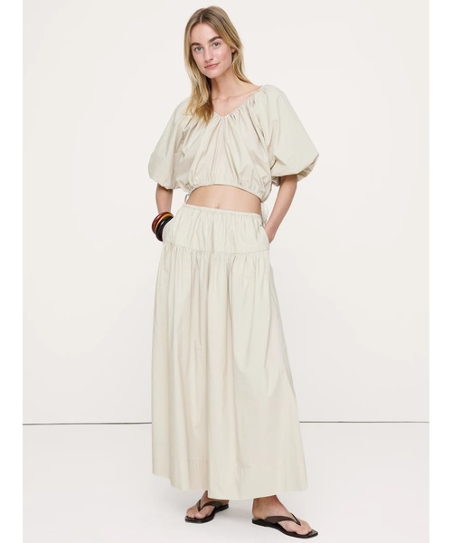 Banana Republic（バナナリパブリック）の「ティアード コットンポプリン マキシスカート（スカート・レディース・バーガンディー/ベージュ/アイボリー・XS/S/M/L）」の7枚目の写真