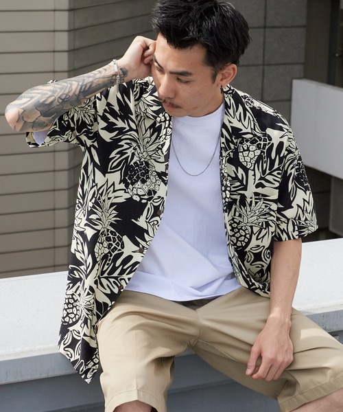 TWO PALMS(トゥーパームス)の「TWO PALMS/トゥーパームス レーヨン ハワイアンシャツ アロハシャツ 柄シャツ 開襟シャツ 2026年 夏 夏服(シャツ/ブラウス・メンズ・ブラック系その他2/ブラック系その他3/ブラック系その他4/ブラック系その他/ブラウン系その他・M/L)」の4枚目の写真