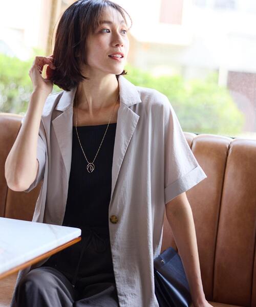 SHOO・LA・RUE(シューラルー)の「【S-LL/洗濯機可/セットアップ可】軽凛(かろりん) ひんやり半袖ジャケット(テーラードジャケット・レディース・ブラウン系その他/ライトベージュ/ブラック・04/03/02/01)」の20枚目の写真