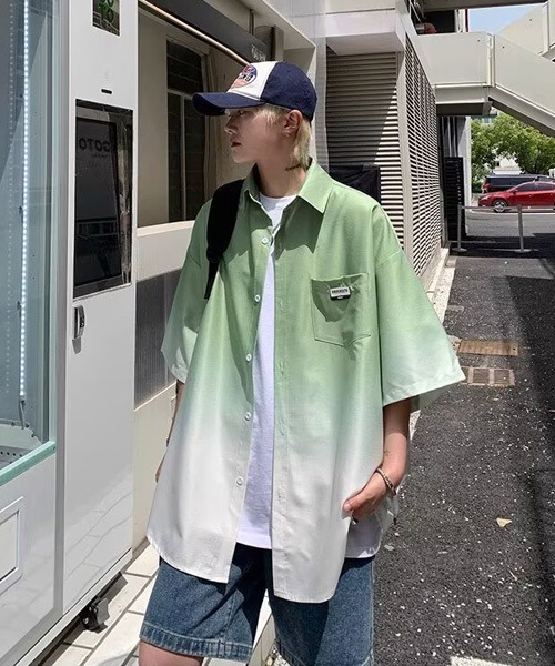 Ressaca（レサーカ）の「オーバーサイズグラデーションカラー半袖シャツ（シャツ/ブラウス・メンズ・グリーン/ブルー/ピンク/ブラック・L/XL/M）」の12枚目の写真
