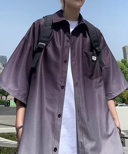 Ressaca（レサーカ）の「オーバーサイズグラデーションカラー半袖シャツ（シャツ/ブラウス・メンズ・グリーン/ブルー/ピンク/ブラック・L/XL/M）」の14枚目の写真