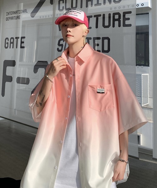 Ressaca（レサーカ）の「オーバーサイズグラデーションカラー半袖シャツ（シャツ/ブラウス・メンズ・グリーン/ブルー/ピンク/ブラック・L/XL/M）」の19枚目の写真
