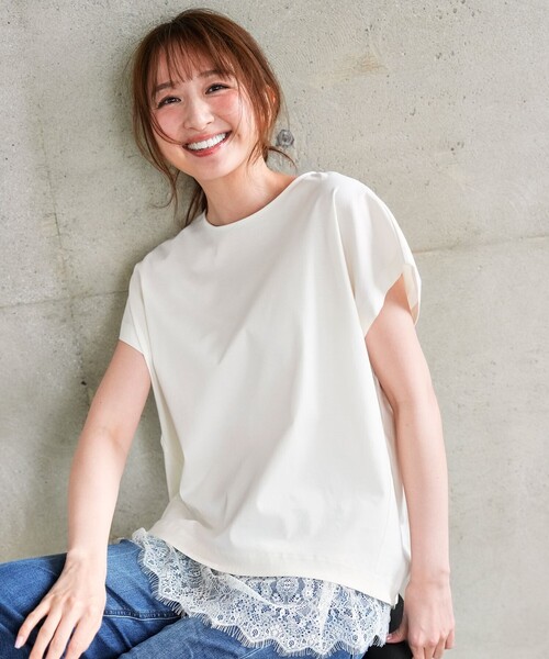 ANY SIS(エニィスィス)の「【シルクタッチさら魅せTシャツ】後ろコクーン プルオーバー(Tシャツ/カットソー・レディース・ライラック系/ブラック系/ベージュ系2/アイボリー系/ダークブラウン系/ダークグリーン系/オレンジ系・X-SMALL)」の1枚目の写真