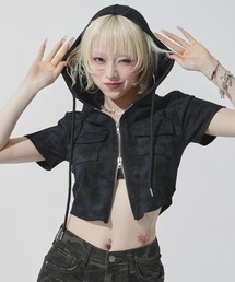 ANAP（アナップ）の「フード付 ダブルジップ トップス Tシャツ（Tシャツ/カットソー）」