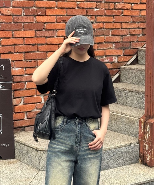 lulufa（ルルファ）の「クロップド丈 ベーシックショートTシャツ（Tシャツ/カットソー・レディース・チャコール/オフホワイト/ブラック・LARGE/MEDIUM）」の18枚目の写真