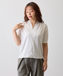 キーネックパフスリーブブラウス