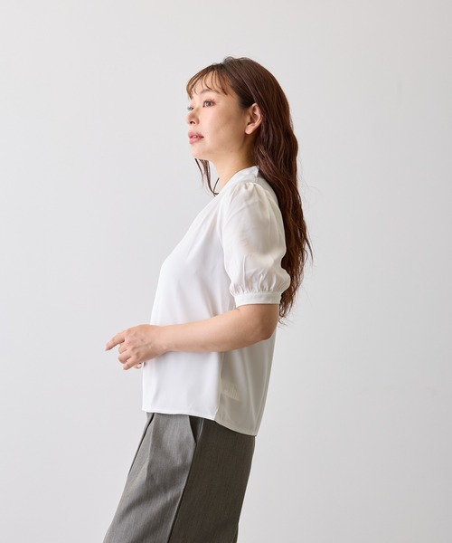 H.TOKYO NUIT（エイチトウキョウニュイ）の「キーネックパフスリーブブラウス（シャツ/ブラウス・レディース・オフホワイト/ブルー・SMALL/MEDIUM/LARGE）」の15枚目の写真