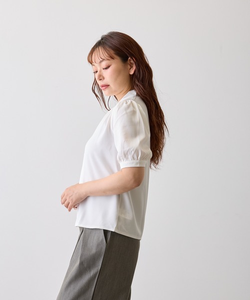 H.TOKYO NUIT（エイチトウキョウニュイ）の「キーネックパフスリーブブラウス（シャツ/ブラウス・レディース・オフホワイト/ブルー・SMALL/MEDIUM/LARGE）」の16枚目の写真