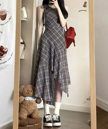 アシンメトリーチャックキャミワンピース