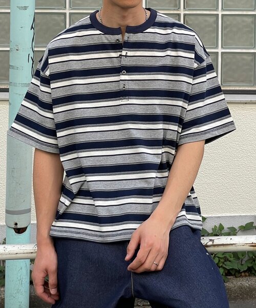 CIAOPANIC(チャオパニック)の「(ボーダー/無地)ヘンリーネックアソートTシャツ(Tシャツ/カットソー・レディース・チャコールグレー/グレー/オフホワイト/サックスブルー/ライトグレー/ブラウン・MEDIUM/LARGE)」の17枚目の写真