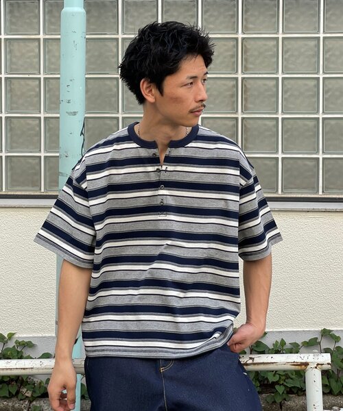 CIAOPANIC(チャオパニック)の「(ボーダー/無地)ヘンリーネックアソートTシャツ(Tシャツ/カットソー・レディース・チャコールグレー/グレー/オフホワイト/サックスブルー/ライトグレー/ブラウン・MEDIUM/LARGE)」の15枚目の写真