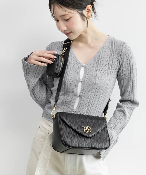 RANDA(ランダ)の「2WAY ミニポーチ付きキルティングショルダーバッグ(ショルダーバッグ・レディース・アイボリー/ブラック/グレー・FREE)」の5枚目の写真
