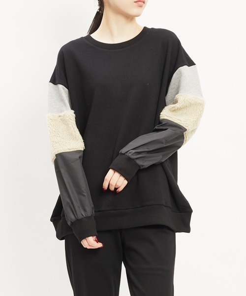gomme(ゴム)の「アーム切替T(Tシャツ/カットソー・レディース・チャコールグレー/トップグレー/ブラック・MEDIUM)」の2枚目の写真
