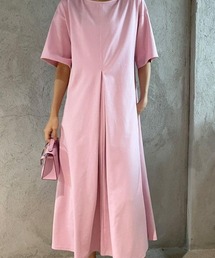 ラウンドネック スリット ロング丈 ワンピース