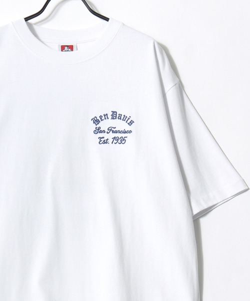 BEN DAVIS(ベンデイビス)の「BEN DAVIS/ベンデイビス LOWRIDE EMB TEE/オーバーサイズ ストリート バックプリント ロゴ ワンポイント刺繍 半袖Tシャツ/レディース メンズ(Tシャツ/カットソー・メンズ・ホワイト/ネイビー・M/L)」の3枚目の写真