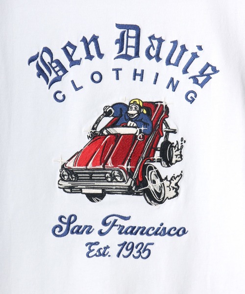 BEN DAVIS(ベンデイビス)の「BEN DAVIS/ベンデイビス LOWRIDE EMB TEE/オーバーサイズ ストリート バックプリント ロゴ ワンポイント刺繍 半袖Tシャツ/レディース メンズ(Tシャツ/カットソー・メンズ・ホワイト/ネイビー・M/L)」の16枚目の写真