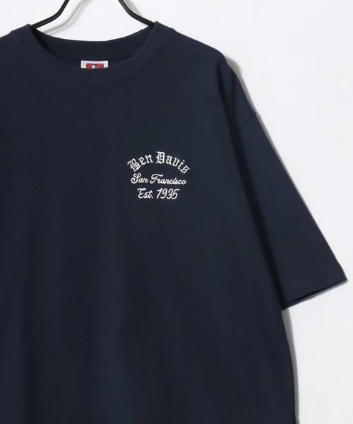 BEN DAVIS(ベンデイビス)の「BEN DAVIS/ベンデイビス LOWRIDE EMB TEE/オーバーサイズ ストリート バックプリント ロゴ ワンポイント刺繍 半袖Tシャツ/レディース メンズ(Tシャツ/カットソー・メンズ・ホワイト/ネイビー・M/L)」の5枚目の写真