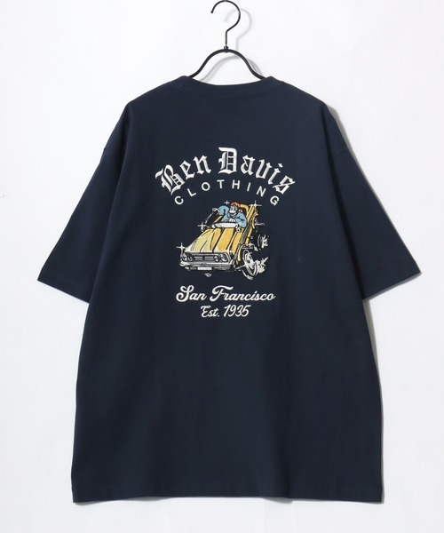 BEN DAVIS(ベンデイビス)の「BEN DAVIS/ベンデイビス LOWRIDE EMB TEE/オーバーサイズ ストリート バックプリント ロゴ ワンポイント刺繍 半袖Tシャツ/レディース メンズ(Tシャツ/カットソー・メンズ・ホワイト/ネイビー・M/L)」の10枚目の写真