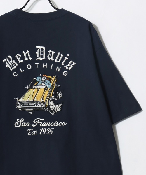 BEN DAVIS(ベンデイビス)の「BEN DAVIS/ベンデイビス LOWRIDE EMB TEE/オーバーサイズ ストリート バックプリント ロゴ ワンポイント刺繍 半袖Tシャツ/レディース メンズ(Tシャツ/カットソー・メンズ・ホワイト/ネイビー・M/L)」の6枚目の写真