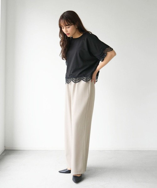 Ehre style（エーレスタイル）の「大人レースの一癖Tシャツ INなしで素敵！（Tシャツ/カットソー・レディース・ブラック/ホワイト・FREE）」の11枚目の写真