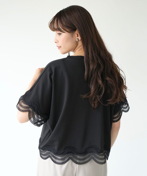 Ehre style（エーレスタイル）の「大人レースの一癖Tシャツ INなしで素敵！（Tシャツ/カットソー・レディース・ブラック/ホワイト・FREE）」の12枚目の写真