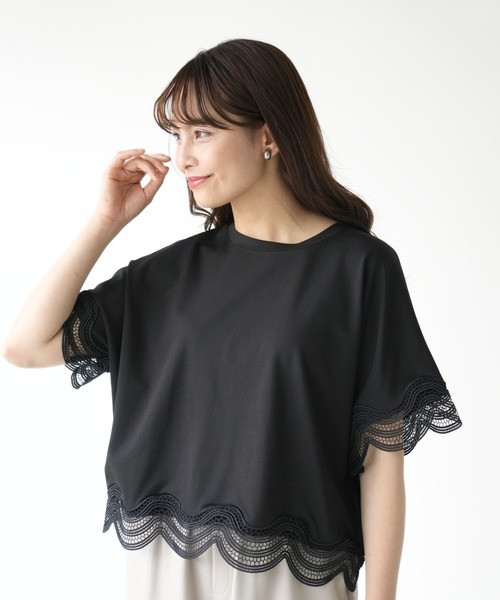 Ehre style（エーレスタイル）の「大人レースの一癖Tシャツ INなしで素敵！（Tシャツ/カットソー・レディース・ブラック/ホワイト・FREE）」の22枚目の写真