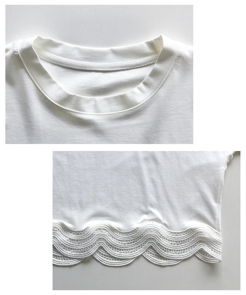 Ehre style（エーレスタイル）の「大人レースの一癖Tシャツ INなしで素敵！（Tシャツ/カットソー・レディース・ブラック/ホワイト・FREE）」の5枚目の写真