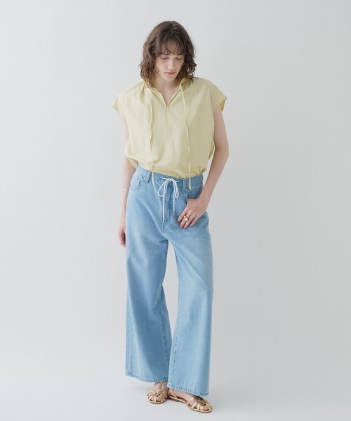 cloenc(クロエンス)の「【ひんやり/UVカット】スタンドリボンフリルブラウス(シャツ/ブラウス・レディース・グレー系7/ピンク系その他/イエロー系その他4・02)」の5枚目の写真