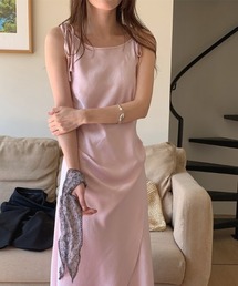 キャミソール リボン付き ロング丈 ワンピース