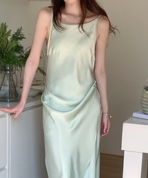 キャミソール リボン付き ロング丈 ワンピース