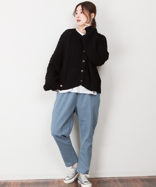 MARAI（マーライ）の「ルーズテーパードパンツ（その他パンツ・レディース・ブラック/ベージュ/ネイビー/カーキ/ブルー・LL/3L/4L/L/M）」の5枚目の写真