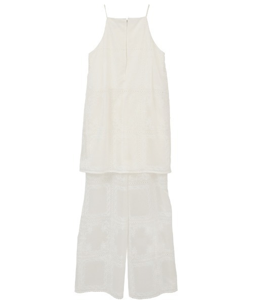 CLANE(クラネ)の「CLANE/クラネ/EMBROIDERY LACE CAMI ALL IN ONE(サロペット/オーバーオール・レディース・ブラック/ホワイト・1)」の12枚目の写真