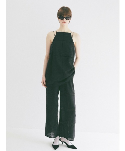 CLANE(クラネ)の「CLANE/クラネ/EMBROIDERY LACE CAMI ALL IN ONE(サロペット/オーバーオール・レディース・ブラック/ホワイト・1)」の21枚目の写真
