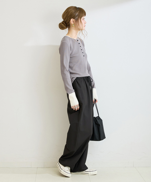 B.C STOCK(ベーセーストック)の「ウォッシャブル / カーブワイドパンツ(その他パンツ・レディース・ブラウン/ブラック/ホワイト・FREE)」の5枚目の写真