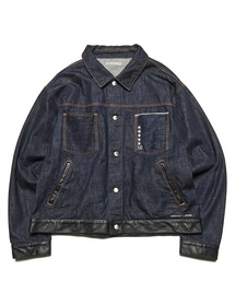 LEATHER ASSEMBLED DENIM TRUCKER JACKET