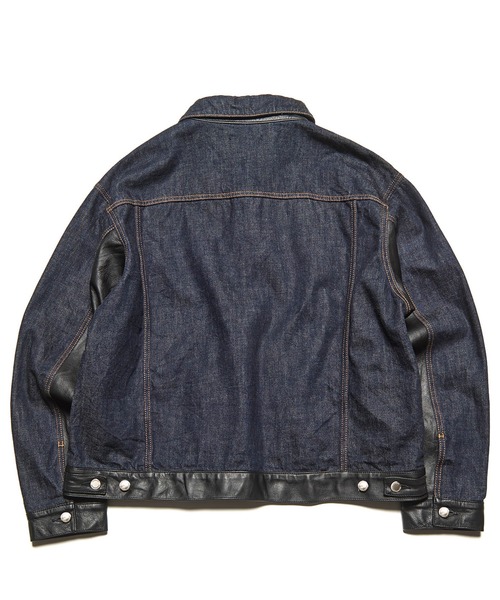 uniform experiment（ユニフォームエクスペリメント）の「LEATHER ASSEMBLED DENIM TRUCKER JACKET（デニムジャケット・メンズ・インディゴブルー・2/3/1/4/5）」の5枚目の写真