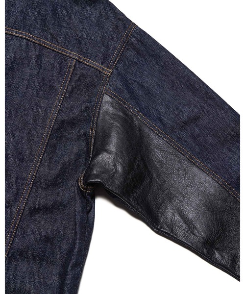 uniform experiment（ユニフォームエクスペリメント）の「LEATHER ASSEMBLED DENIM TRUCKER JACKET（デニムジャケット・メンズ・インディゴブルー・2/3/1/4/5）」の6枚目の写真