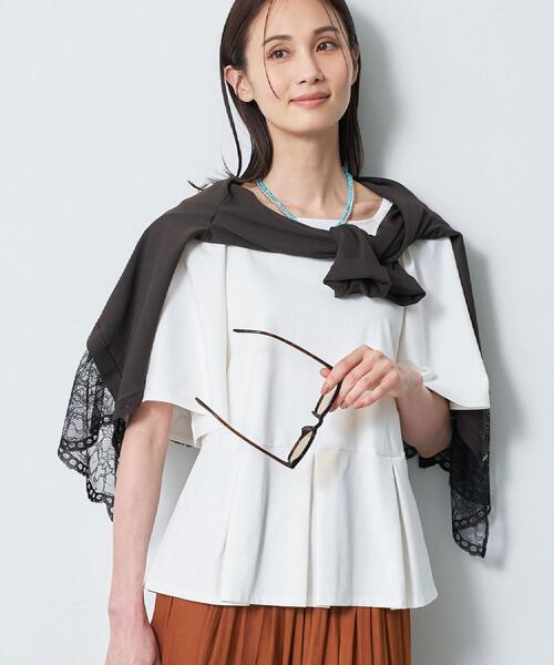 Reflect(リフレクト)の「【UVカット/接触冷感/吸水速乾】フレアスリーブペプラムカットソー(Tシャツ/カットソー・レディース・ダークブラウン/ピンク系/ホワイト・13/11/09/07)」の1枚目の写真