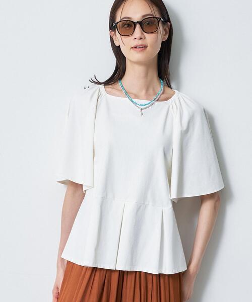 Reflect(リフレクト)の「【UVカット/接触冷感/吸水速乾】フレアスリーブペプラムカットソー(Tシャツ/カットソー・レディース・ダークブラウン/ピンク系/ホワイト・13/11/09/07)」の8枚目の写真