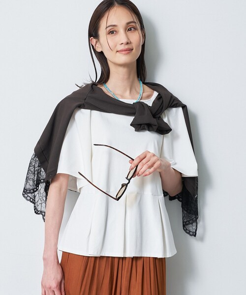 Reflect(リフレクト)の「【UVカット/接触冷感/吸水速乾】フレアスリーブペプラムカットソー(Tシャツ/カットソー・レディース・ダークブラウン/ピンク系/ホワイト・13/11/09/07)」の10枚目の写真