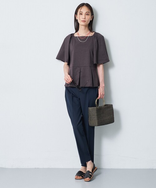 Reflect(リフレクト)の「【UVカット/接触冷感/吸水速乾】フレアスリーブペプラムカットソー(Tシャツ/カットソー・レディース・ダークブラウン/ピンク系/ホワイト・13/11/09/07)」の15枚目の写真
