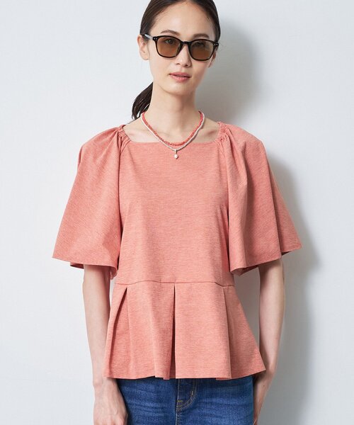 Reflect(リフレクト)の「【UVカット/接触冷感/吸水速乾】フレアスリーブペプラムカットソー(Tシャツ/カットソー・レディース・ダークブラウン/ピンク系/ホワイト・13/11/09/07)」の18枚目の写真