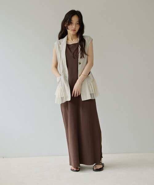 DISCOAT(ディスコート)の「【Noka/WEB限定】裾チュールフリルベスト(ベスト・レディース・ライトグレー/カーキ・FREE)」の10枚目の写真