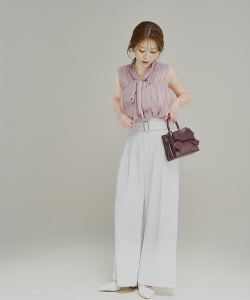 PROPORTION BODY DRESSING(プロポーションボディドレッシング)の「<a>ベルト付き2タックワイドパンツ / 1216239700(その他パンツ・レディース・ブラック/グレー・MEDIUM/P/S)」の1枚目の写真