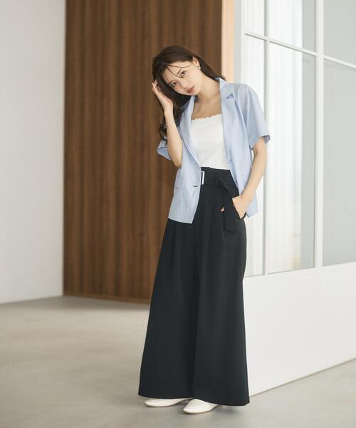PROPORTION BODY DRESSING(プロポーションボディドレッシング)の「<a>ベルト付き2タックワイドパンツ / 1216239700(その他パンツ・レディース・ブラック/グレー・MEDIUM/P/S)」の2枚目の写真
