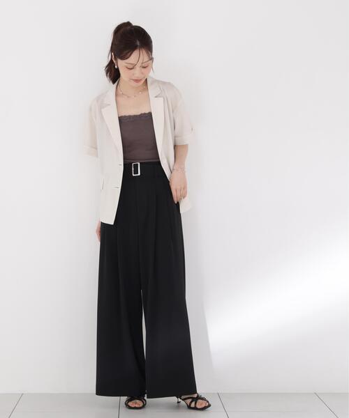 PROPORTION BODY DRESSING(プロポーションボディドレッシング)の「<a>ベルト付き2タックワイドパンツ / 1216239700(その他パンツ・レディース・ブラック/グレー・MEDIUM/P/S)」の8枚目の写真