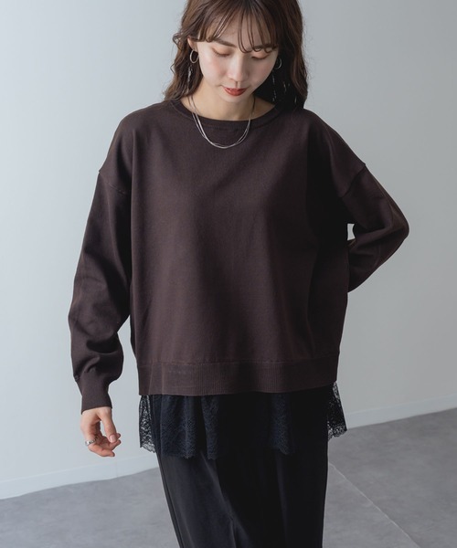 ANNA LUNA(アンナルナ)の「【ANNA LUNA】 レイヤード風 の 裾レース が 大人可愛い ニット(ニット/セーター・レディース・ブラウン/ブラック・MEDIUM)」の20枚目の写真