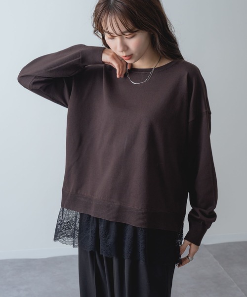 ANNA LUNA(アンナルナ)の「【ANNA LUNA】 レイヤード風 の 裾レース が 大人可愛い ニット(ニット/セーター・レディース・ブラウン/ブラック・MEDIUM)」の21枚目の写真